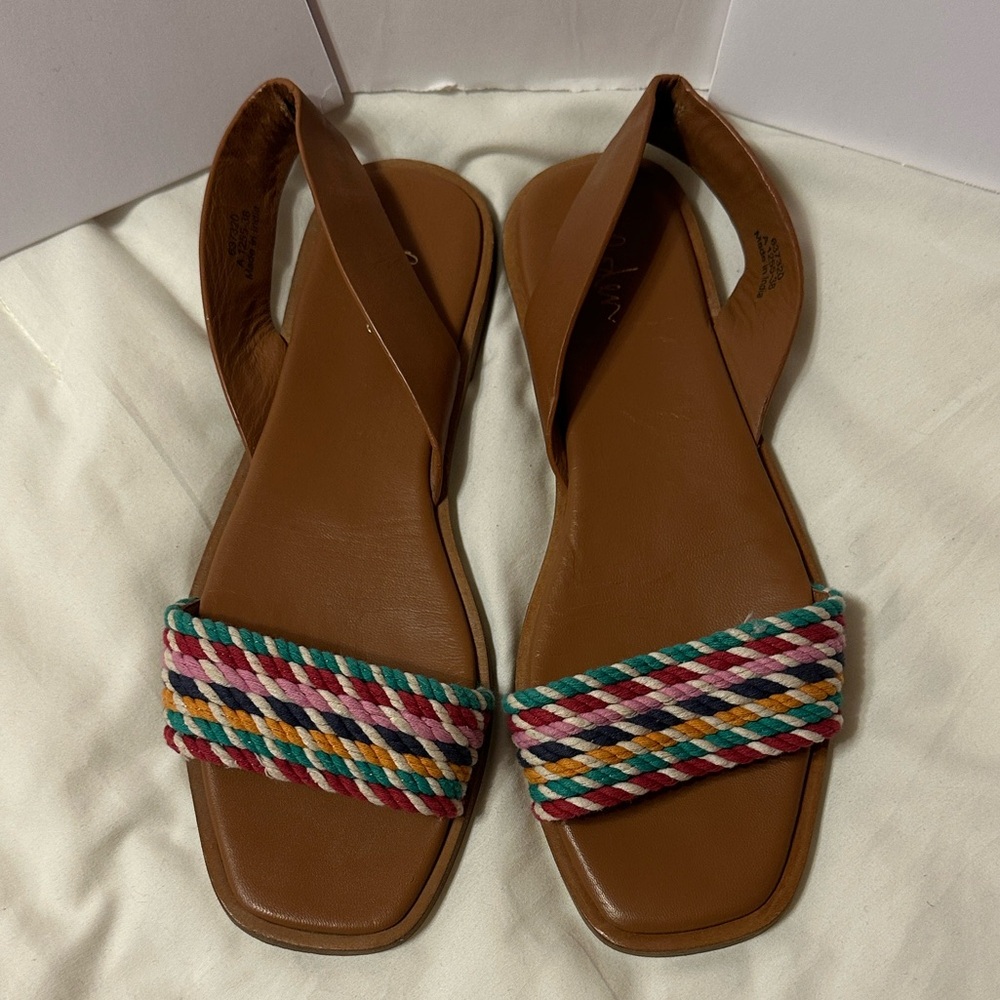 Boden Brown Sandals with Flat Sole and Slip-On Design fiesta colors